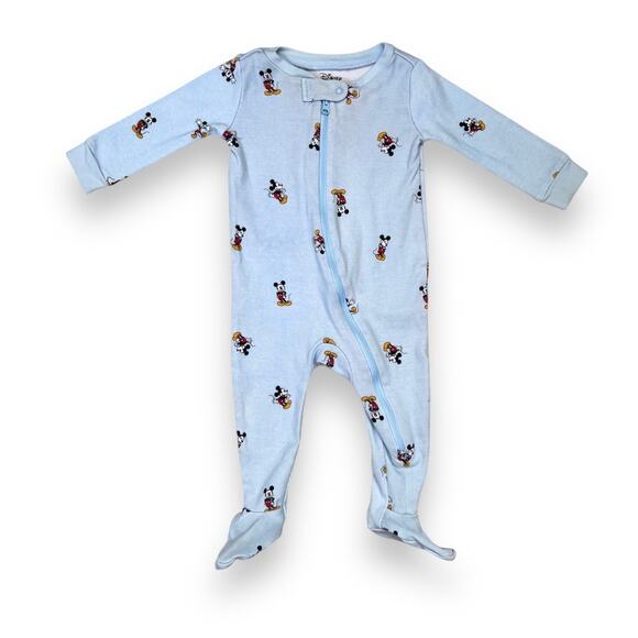 Janie and Jack Disney Mickey Mouse Sleeper Baby 6-12M Blue Zip One Piece Pajama - Picture 2 of 8